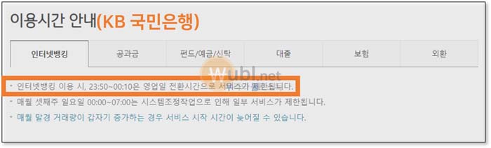 국민은행 점검시간