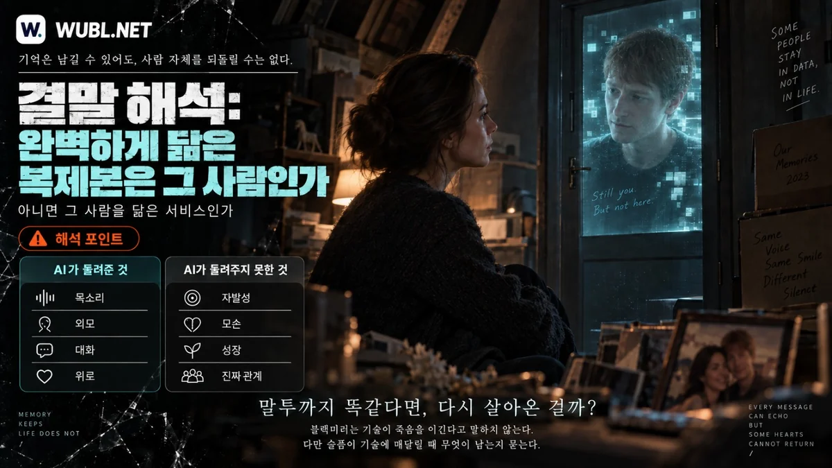돌아올게 목소리와 외모를 재현한 서비스와 자발적인 관계의 차이를 묻는 다락방 결말 해석