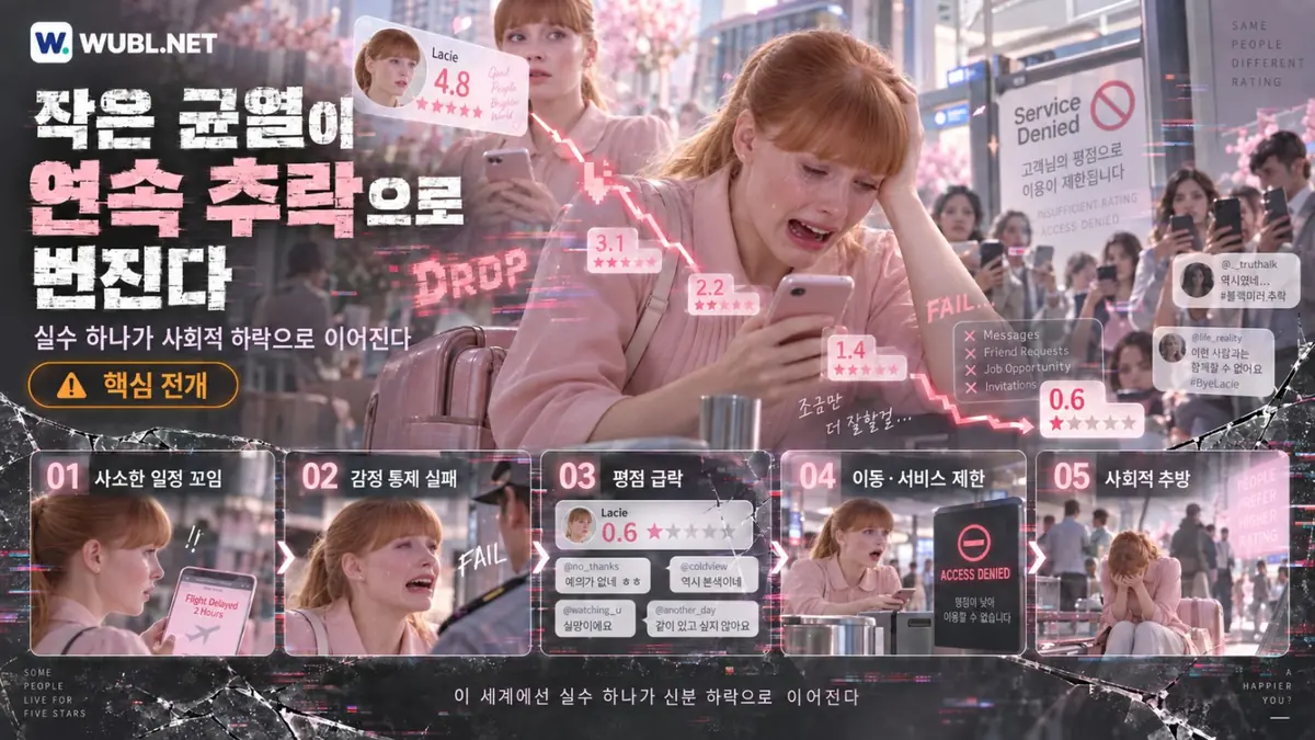 블랙미러 추락 여행 문제와 감정 통제 실패, 평점 하락과 서비스 제한의 연속 과정