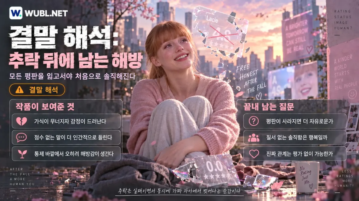 블랙미러 추락 감옥의 마지막 장면에서 느끼는 해방감을 깨진 점수판으로 상징화한 결말 해석